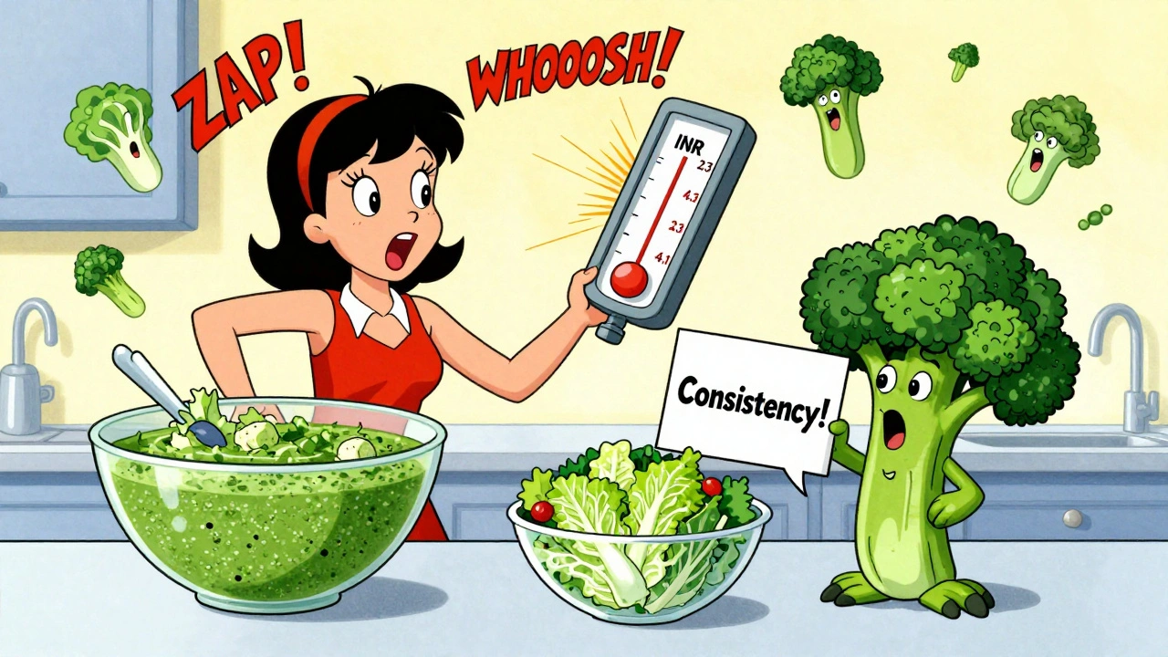 Woman switching from kale smoothie to iceberg lettuce as INR spikes dramatically