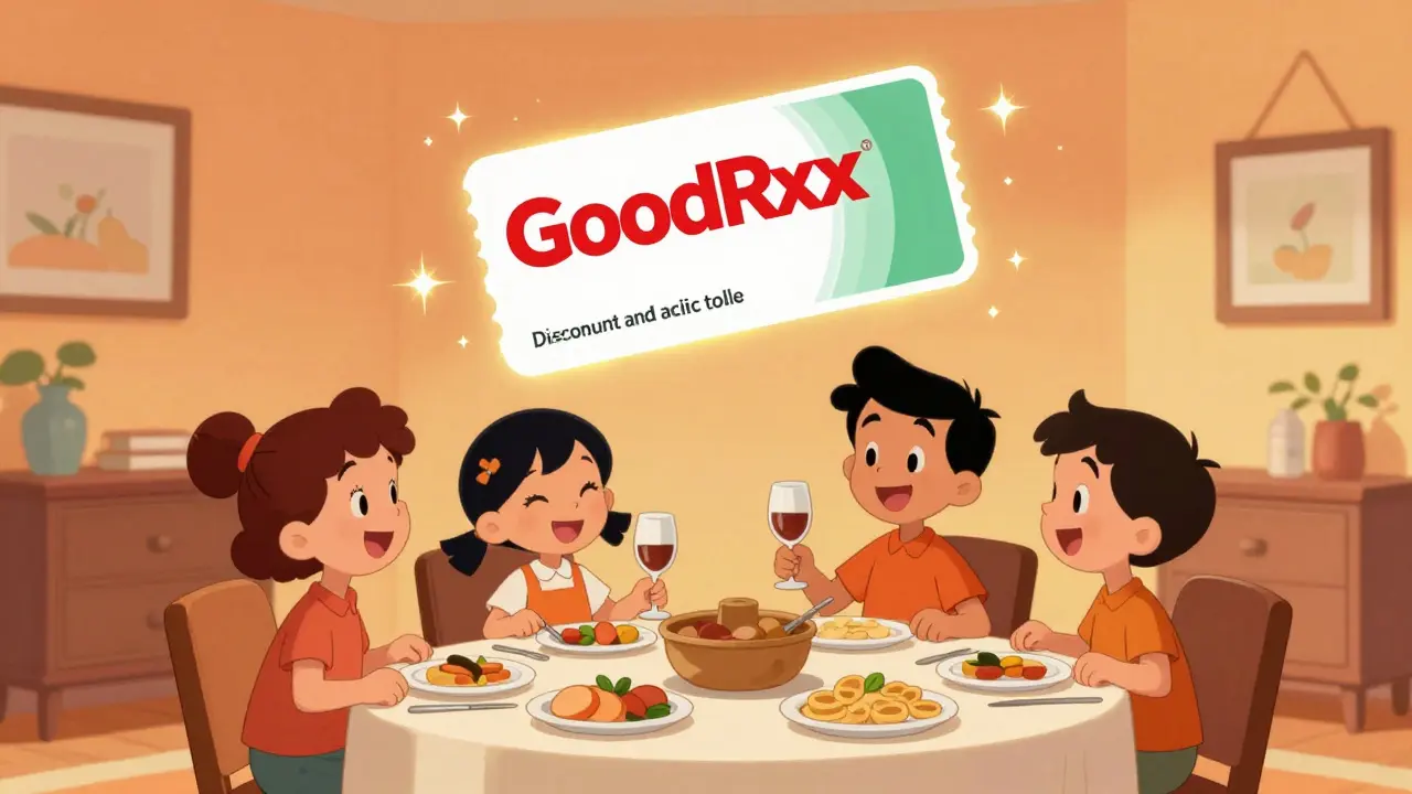 Family dining happily with a magical discount coupon