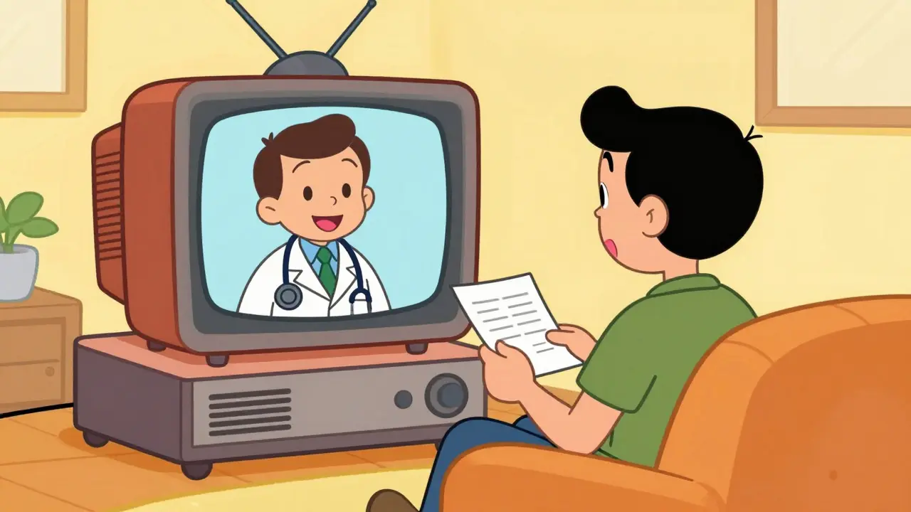 Telehealth doctor consulting with patient via screen